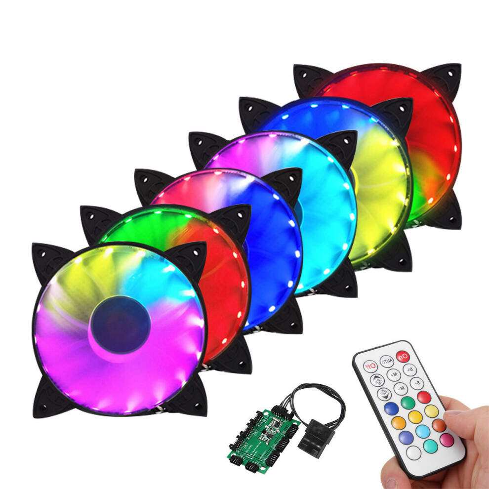 Coolmoon 6Pcs 120Mm Rgb Adjustable Led Cooling Fan With Controller Remote For Computer Size 1