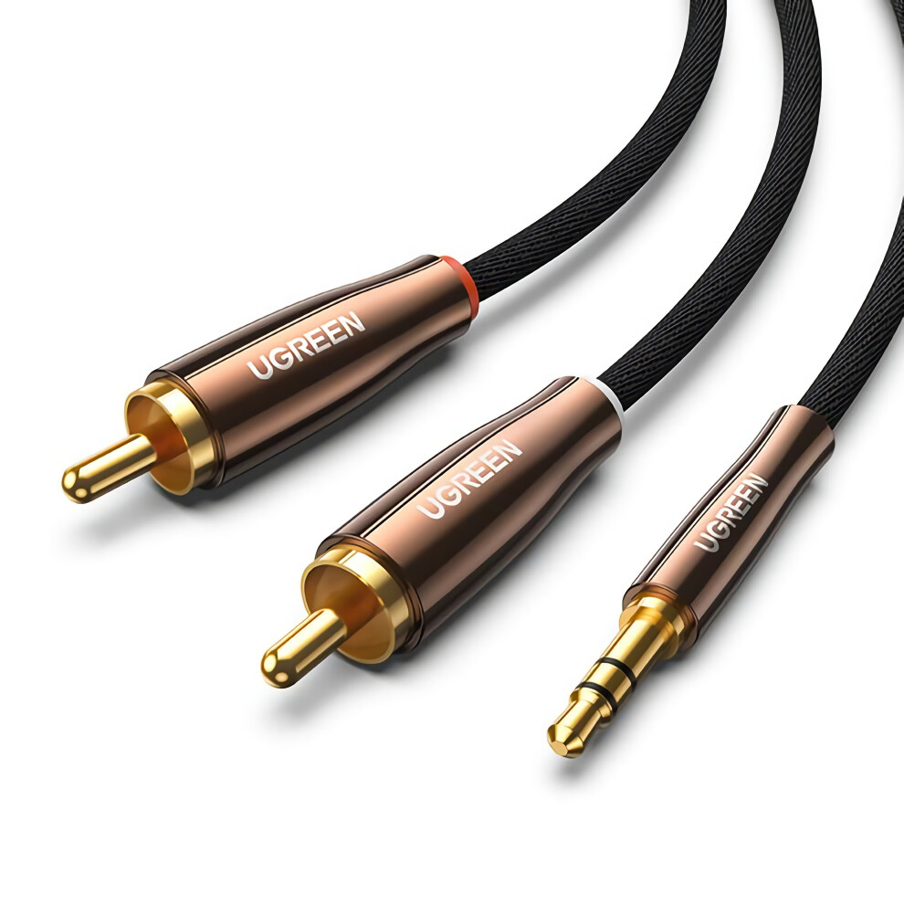 Ugreen 2Rca To 3.5Mm Cable Hi Fi Nylon Braided Rca To Aux Audio Cord For Speaker Tv Car Sound System 6900952622005