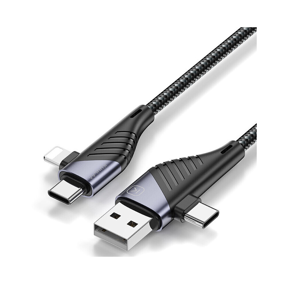 Kuulaa Pd 65W 4 In 1 Zinc Alloy Qc3.0 Usb 22.5W Data Cable Fast Charging Cable For Iphone Oppo Huawei Xiaomi Oneplus Black 6909952846312