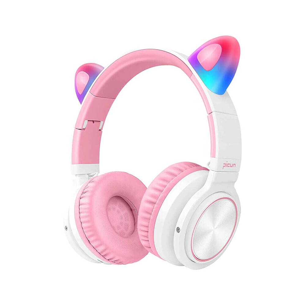 Picun Kids Bluetooth 5.0 Headphone Led Cat Ears Tf Earphone Wireless Headset Hifi Stereo Bass Headphones With Microphone Light 9032712574471