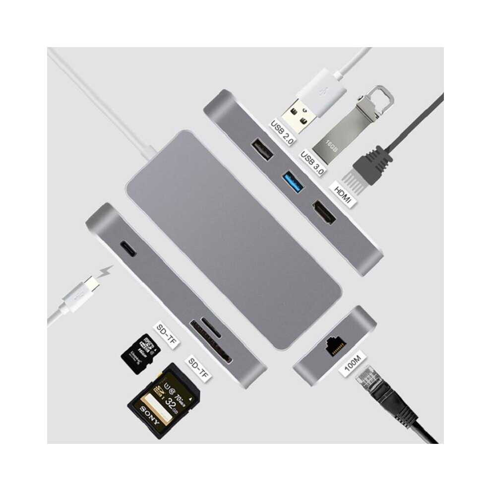 7In 1 Type C Hub To High Definition Multimedia Interface Usb3.0 Network Port Sd Tf Adapter Converter 705353920707
