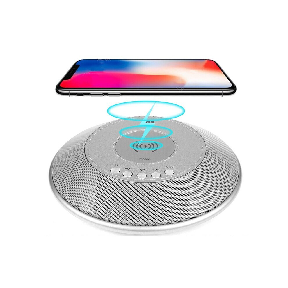 8 In 1 Bluetooth Speaker 2000Mah Qi Wireless Charge Fm Nfc Alarm Clock Charging Pad Subwoofer Grey 6900259116405
