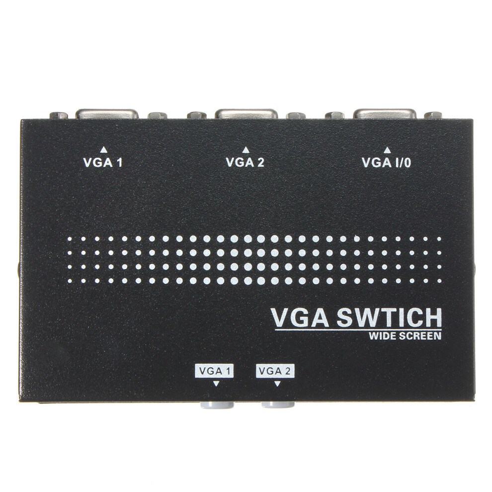 2 In 1 Out Svga Vga 2 Ports Two Monitor Manual Splitter Share Video Switcher Black 5742607312777