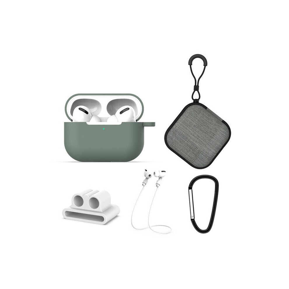 Bakeey 5 In 1 Silicone Shockproof Dirtproof Earphone Storage Case With Strap Hook Keychain Anti Lost Strap Storage Bag For Apple Airpods Pro 2019 6900063821199