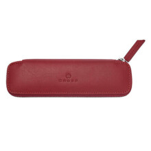 Cross Cross Leather Double Zip Close Pen Pouch