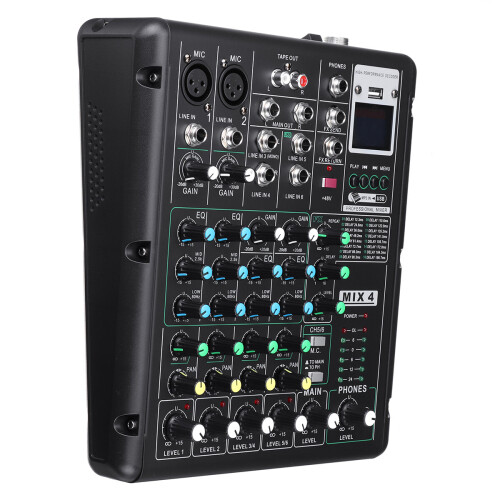 6 Channel bluetooth DJ HD Mic Audio Mixer Control LED Digital Display Music Stream with USB Interface 1