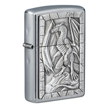 Accendino Zippo Dragon Emblem Street Chrome, Taglia Unica