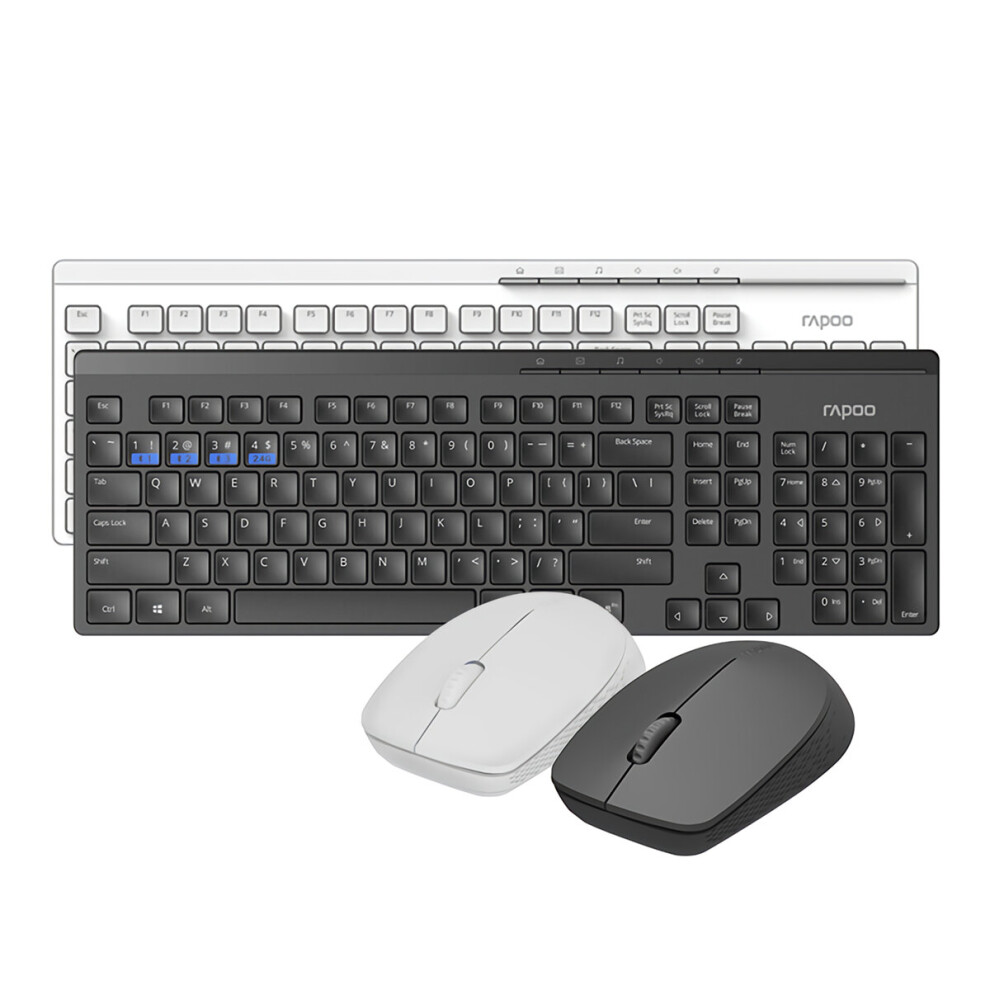 Rapoo 8100M Multi Mode Wireless Keyboard & Mouse Set Bluetooth 3.0 4.0 2.4G 109 Keys Keyboard And 1300Dpi Ergonomic Mouse Combo Set 6900075490345