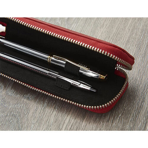 Cross Cross Cross Leather Double Zip Close Pen Pouch 2