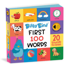 Ditty Bird Praatboeken 100 Woorden | Leuke Woordenschat & Spraak voor Baby's | Interactieve Boeken voor Peuters 1-3