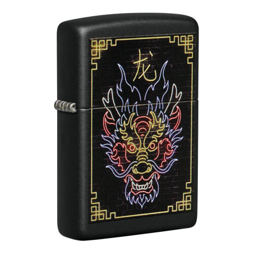 Zippo Accendino Zippo Design Drago Neon Nero Opaco