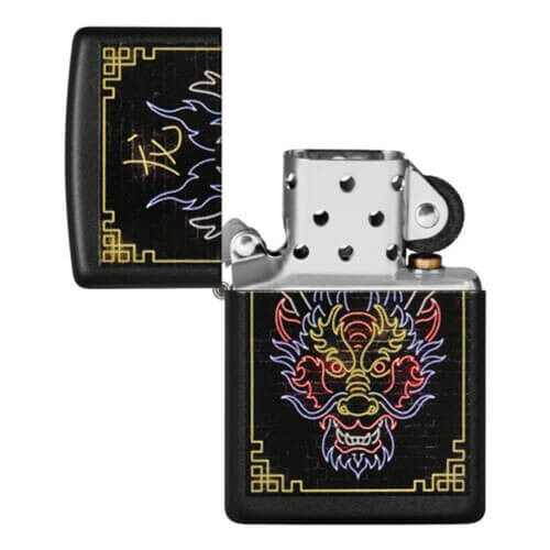 Zippo Accendino Zippo Design Drago Neon Nero Opaco 1