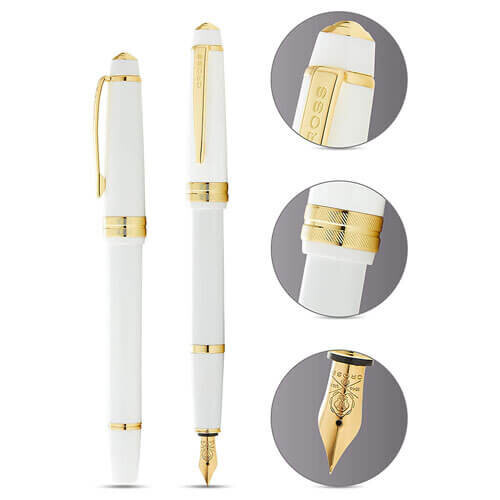 Cross Cross Cross Bailey Light Gloss Fountain Pen (White/Gold) 2
