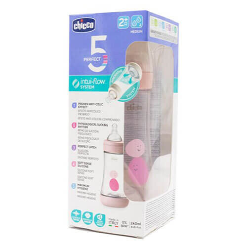 Chicco Perfect5 Silicone Bottle w/ Medium Flow 2m+ 240mL 2