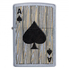 Accendino Zippo Ace of Spades Design in Street Chrome, Taglia Unica