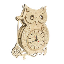 Owl Desk Clock Kit – DIY 3D Wooden Gear Puzzle with Real Quartz Pendulum Clock, Easy Self-Assembly, Great Gift for Adults & Teens