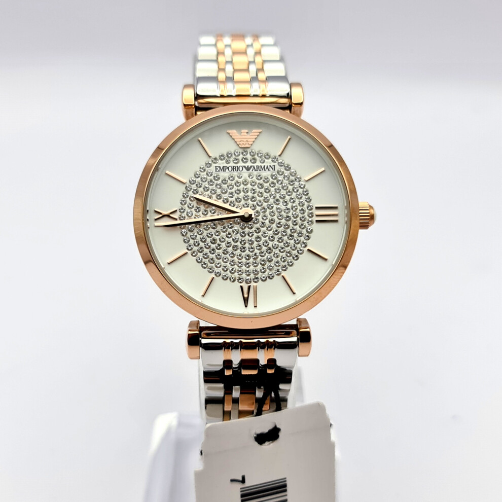 NEW EMPORIO ARMANI GIANNI T-BAR AR1926 GOLD SILVER TONE WOMEN'S WATCH