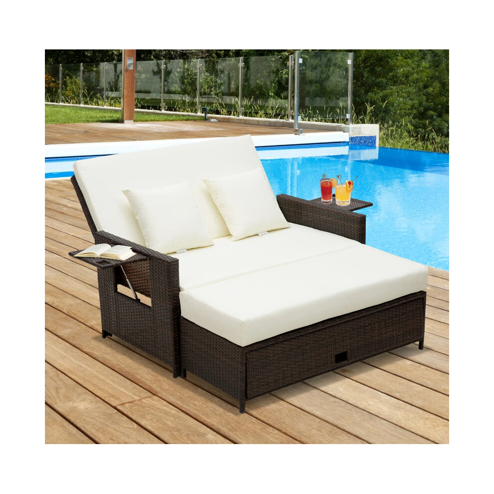 Large Garden Sofa Outdoor Patio Furniture Day Bed Sun Lounger Rattan Table Stool-image-OPC-PBK7QFP-NEW