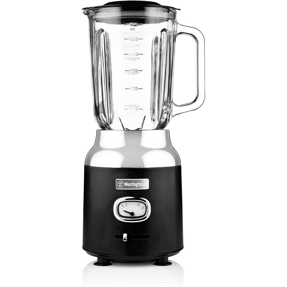 (Westinghouse Retro Food Blender - 600 Watt Liquidiser Blender for Kitchen - Black) Westinghouse Retro Food Blender