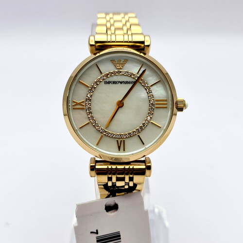 NEW EMPORIO ARMANI AR1907 YELLOW GOLD STAIINLESS STEEL WOMEN S WATCH on OnBuy