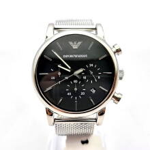EMPORIO ARMANI AR1811 LUIGI MENS WATCH BLACK DIAL SILVER MESH STRAP