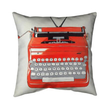 Begin Home Decor 5541-2626-MI71 26 x 26 in. Red Typewritter Machine-Double Sided Print Indoor Pillow