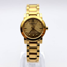 NEW BURBERRY BU9227 THE CITY YELLOW GOLD DIAL STRAP WOMEN'S WATCH