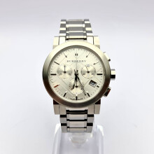 NEW BURBERRY THE CITY BU9750 SILVER & WHITE TONE WOMEN'S WATCH