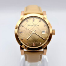 BURBERRY BU9131 THE CITY ROSE GOLD BEIGE LEATHER STRAP WOMEN'S WATCH