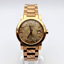 NEW BURBERRY BU9146 LADIES THE CITY ROSE GOLD STAINLESS STEEL WATCH UK