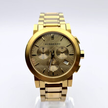 NEW BURBERRY BU9753 HERITAGE GOLD TONE STAINLESS STEEL LADIES WATCH