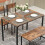 ELECWISH (Brown: 2 Chairs + 1 Bench) 3/4pcs Dining Table Set 2 Chair Dining Table Bench 6