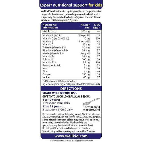 Wellkid Multi-vitamin Liquid 4-12yrs 150ml 1