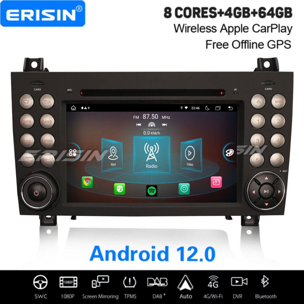 7" IPS 8-Core Android 12 64GB Car Stereo Mercedes-Benz SLK-Class W171 WiFi OBD2 CarPlay DAB+ Satnav