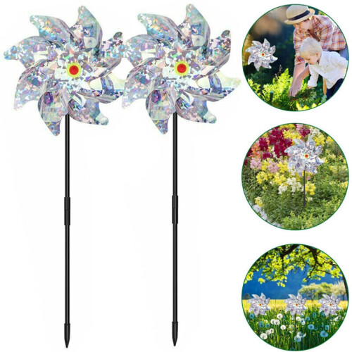 5pcs Bird Repellent Reflective Bird Scarer Windmill High Reflection Pinwheels 2