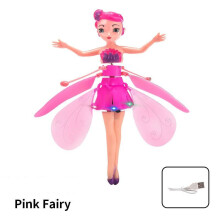 (Pink) Flying Fairy Princess Gesture Suspension Drop Resistant Inductive Flying Toy