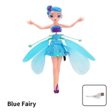 (Blue) Flying Fairy Princess Gesture Suspension Drop Resistant Inductive Flying Toy