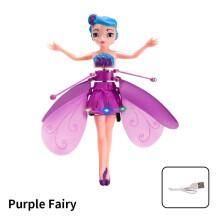 (Purple) Flying Fairy Princess Gesture Suspension Drop Resistant Inductive Flying Toy