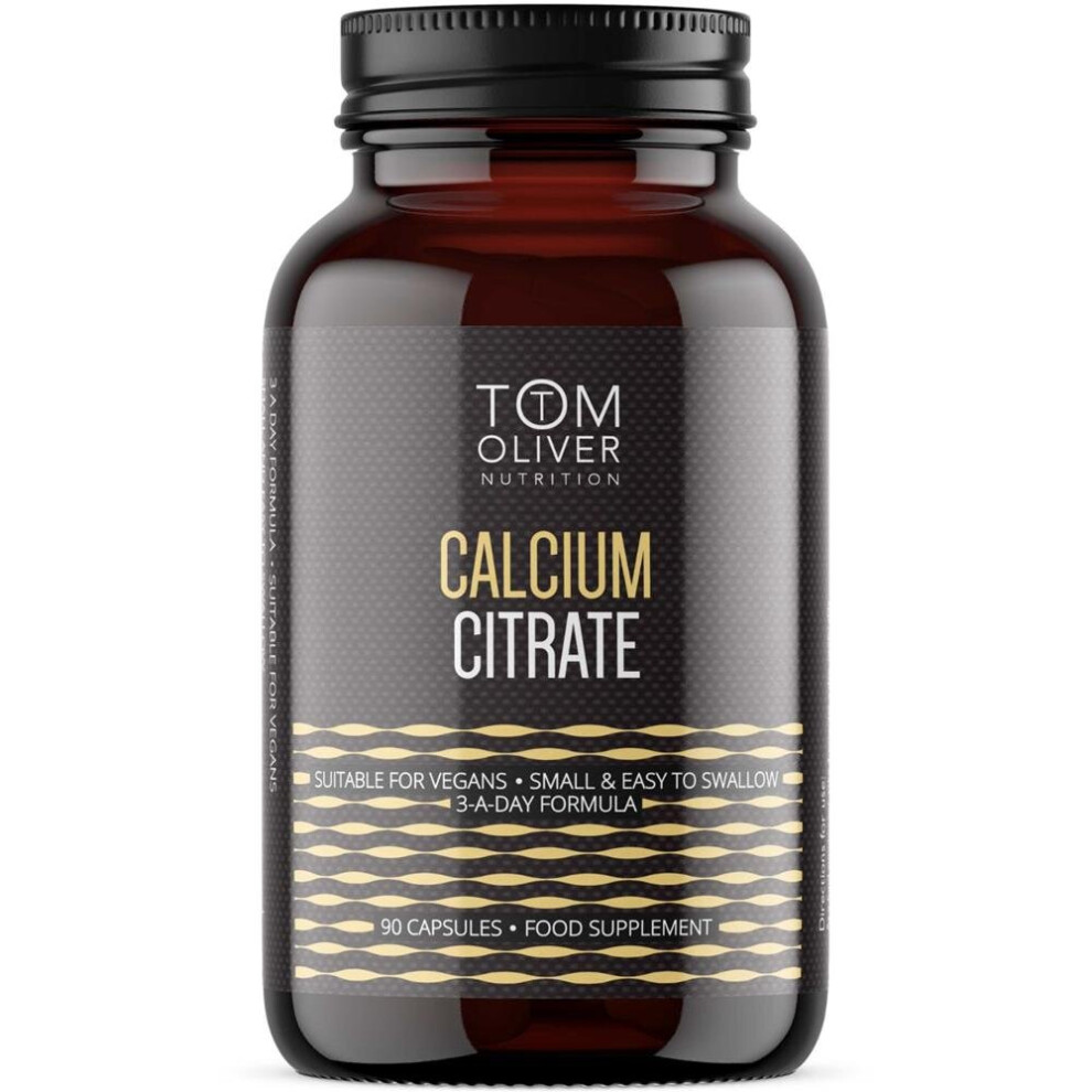 Tom Oliver Calcium Citrate Capsules Bone Strength & Health Support - 90'S