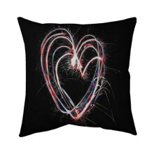 Begin Home Decor 5541-2626-MI107-1 26 x 26 in. Red & Blue Fireworks Heart-Double Sided Print Indoor Pillow