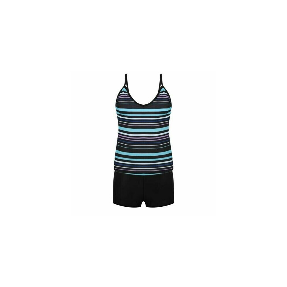 (  2XL(UK 14) ) Women Ladies Tankini Set with Boy Shorts Padded Swimsuit Bathing Swim Costume