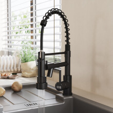 (Black) Stainless Steel Kitchen Faucet with Pull Down Spring Spout and Pot Filler