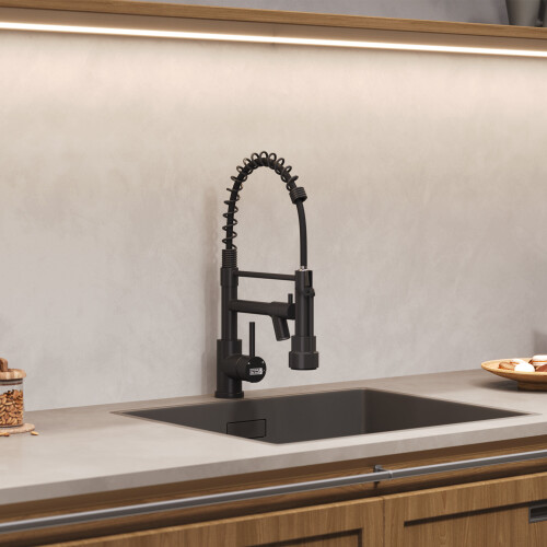 Living And Home (Black) Stainless Steel Kitchen Faucet with Pull Down Spring Spout and Pot Filler 1