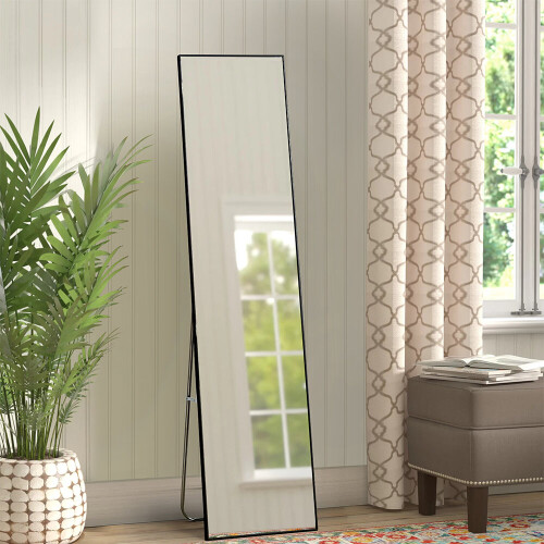 Living And Home (Black) Modern Slim Frame Full Length Mirror