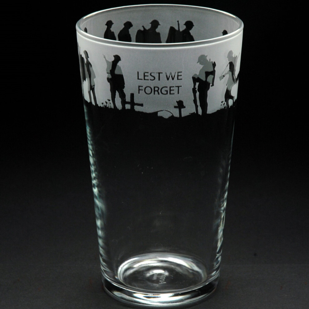 Beer Pint Glass Decorative Holiday Remembrance Day Lest We Forget