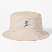 Bucket Hat Girl Soccer Player Shooting Pose Watercolor Adult in 10 Stylish Colors