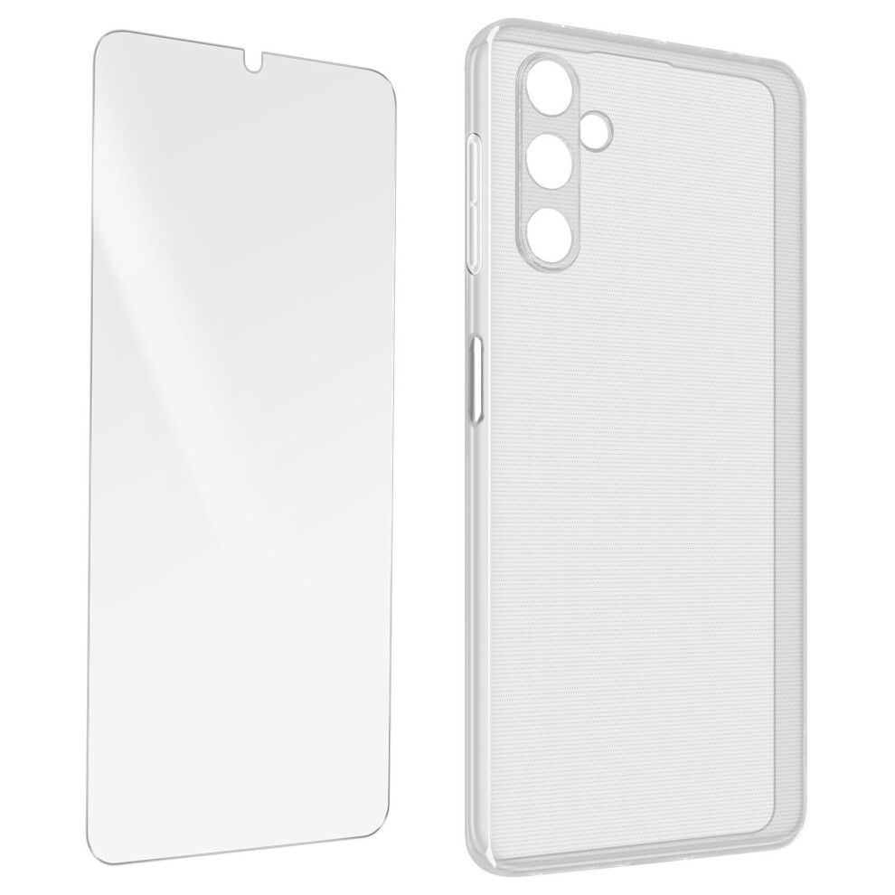 Case For Samsung Galaxy A14 5G Silicone Gel And Tempered Glass 9H Transparent Clear 3662427740692