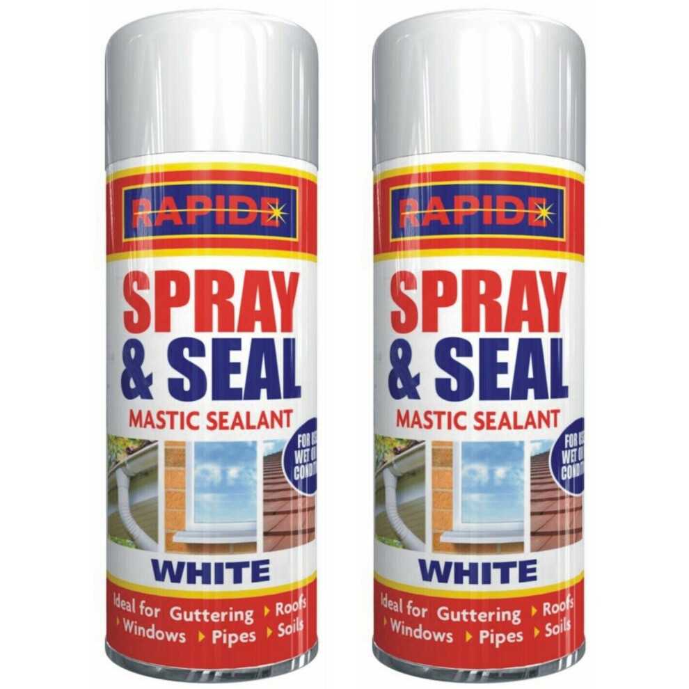 2 x 300mlSpray & Seal Leak Stop Roof Gutter Pipes Windows White Mastic