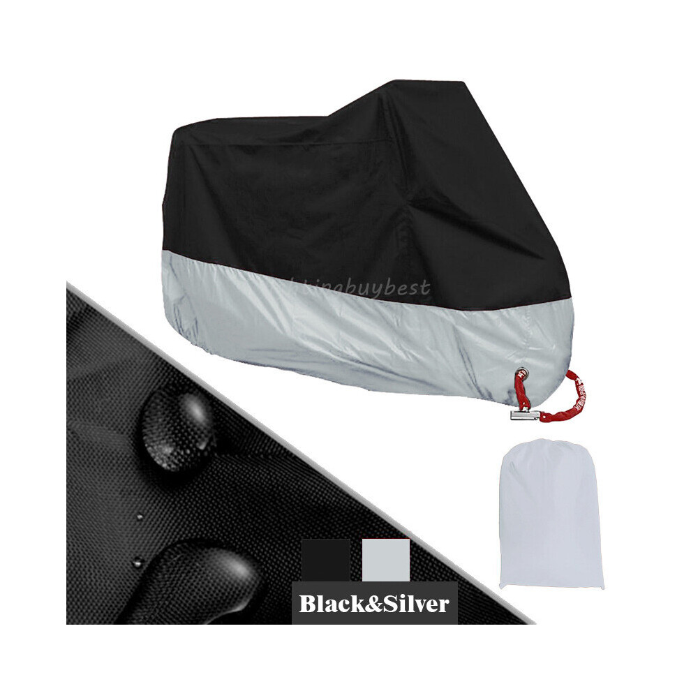 (Silver, 4XL 295CM) XXXL/XXXXL Motorcycle Cover Dustproof Waterproof Outdoor UV Protector-image-OPC-PBKBDFZ-NEW