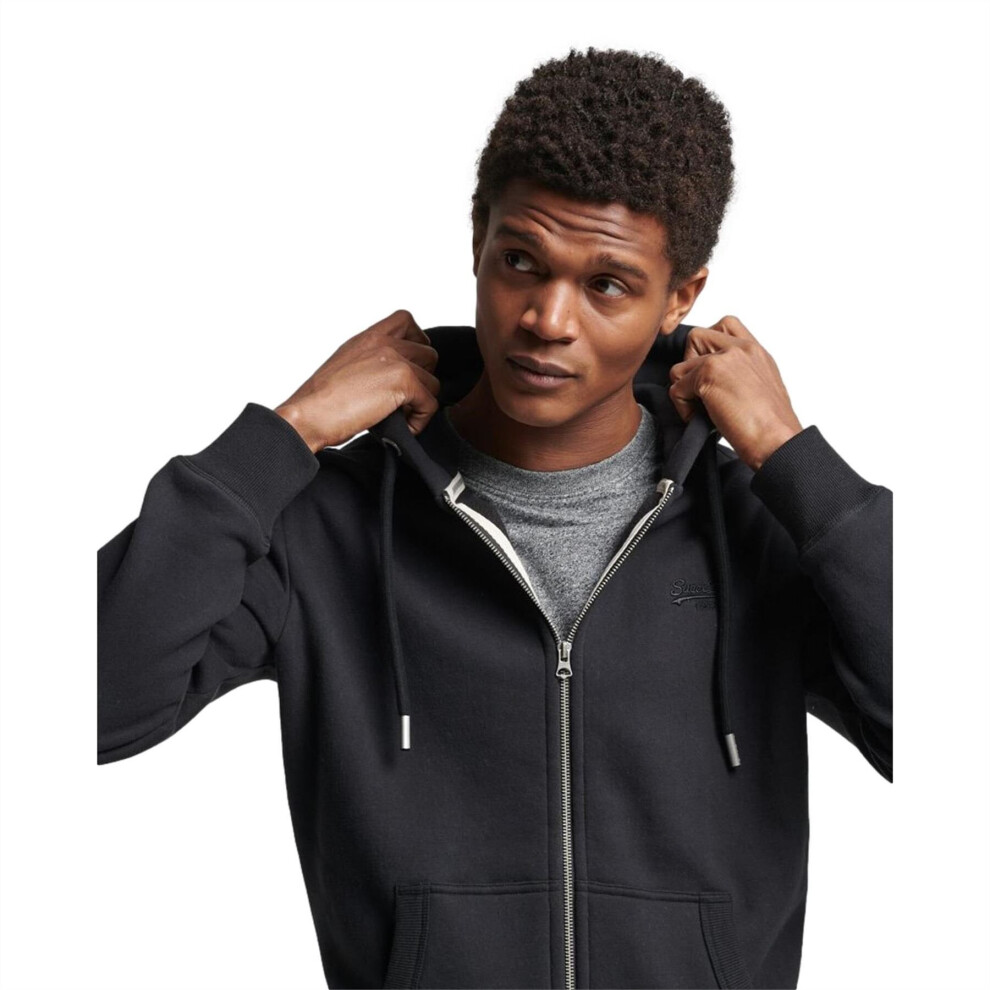 Superdry Vintage Logo Embroidered Zip Hoodie - Black